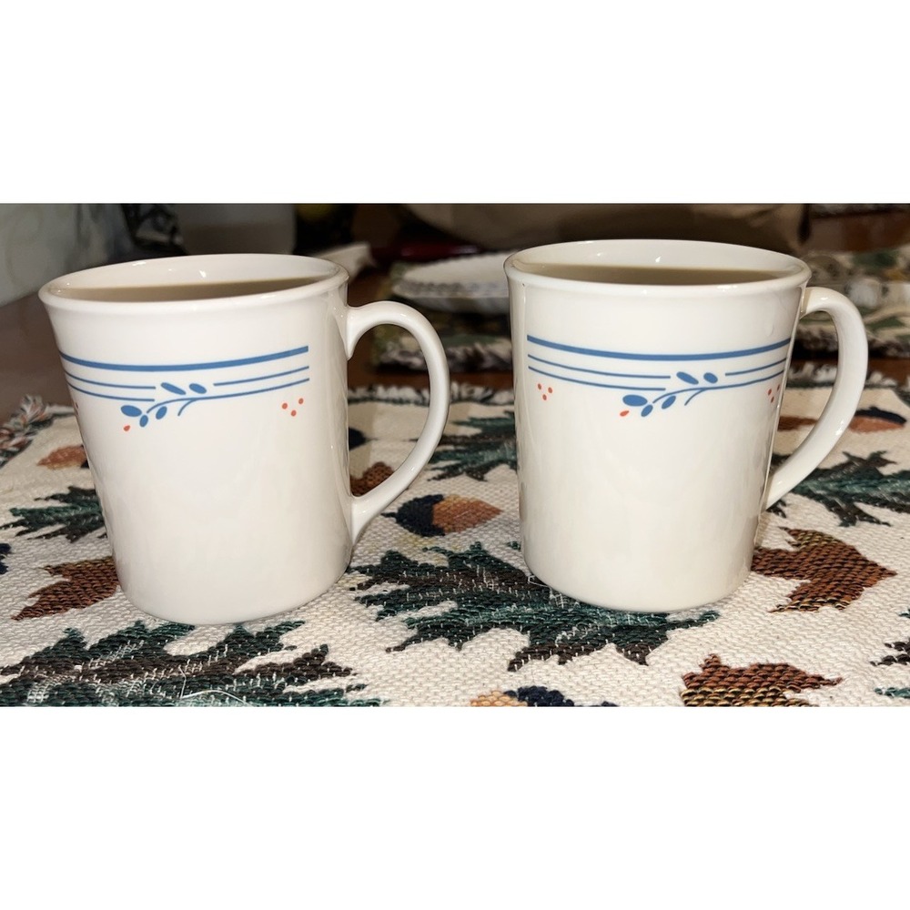 Corelle Corning Country‎ Violets 3-7/8" Coffee Cups Mugs Set of 2 Microwave Safe